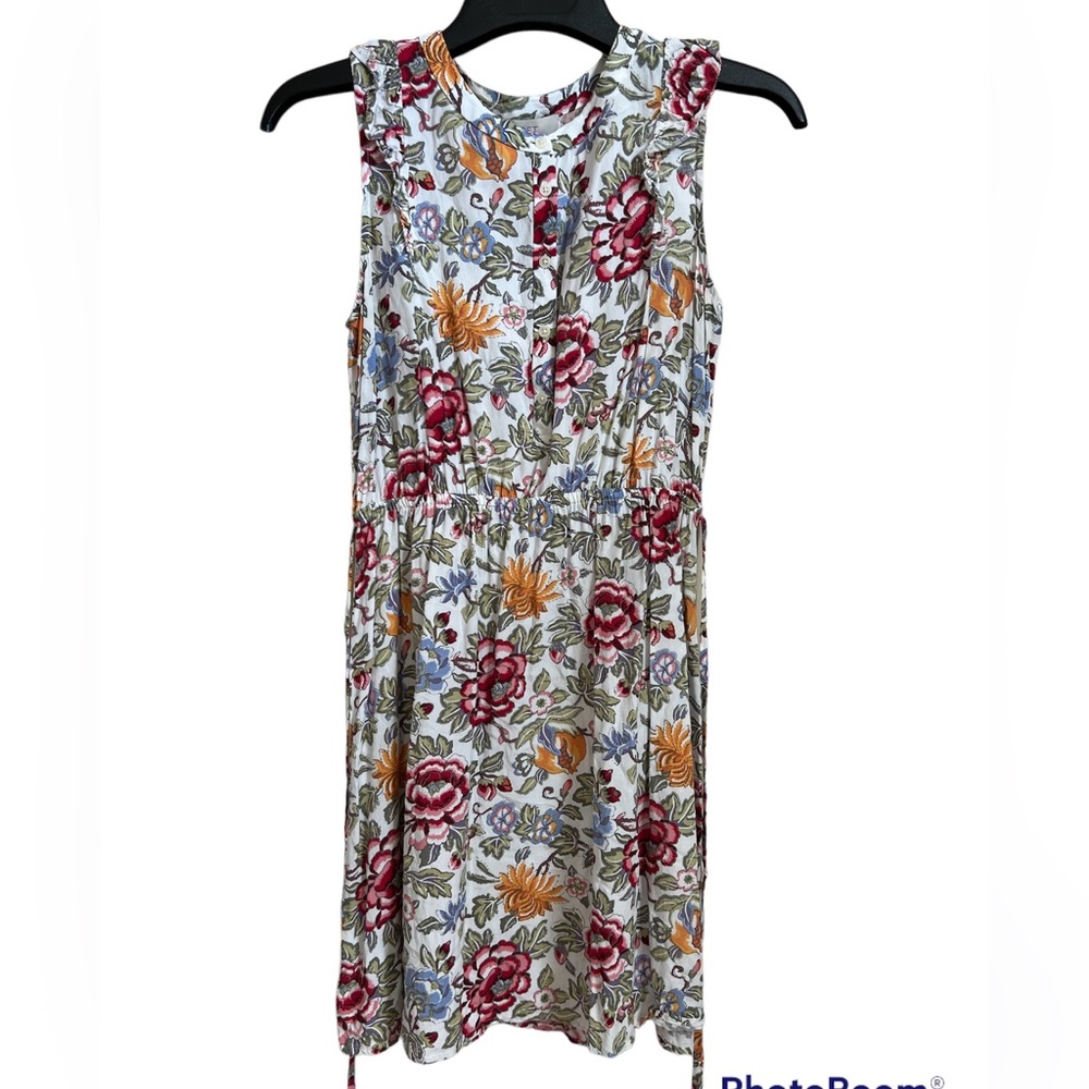 Loft small floral sleeveless dress cinched tie waist. A-73